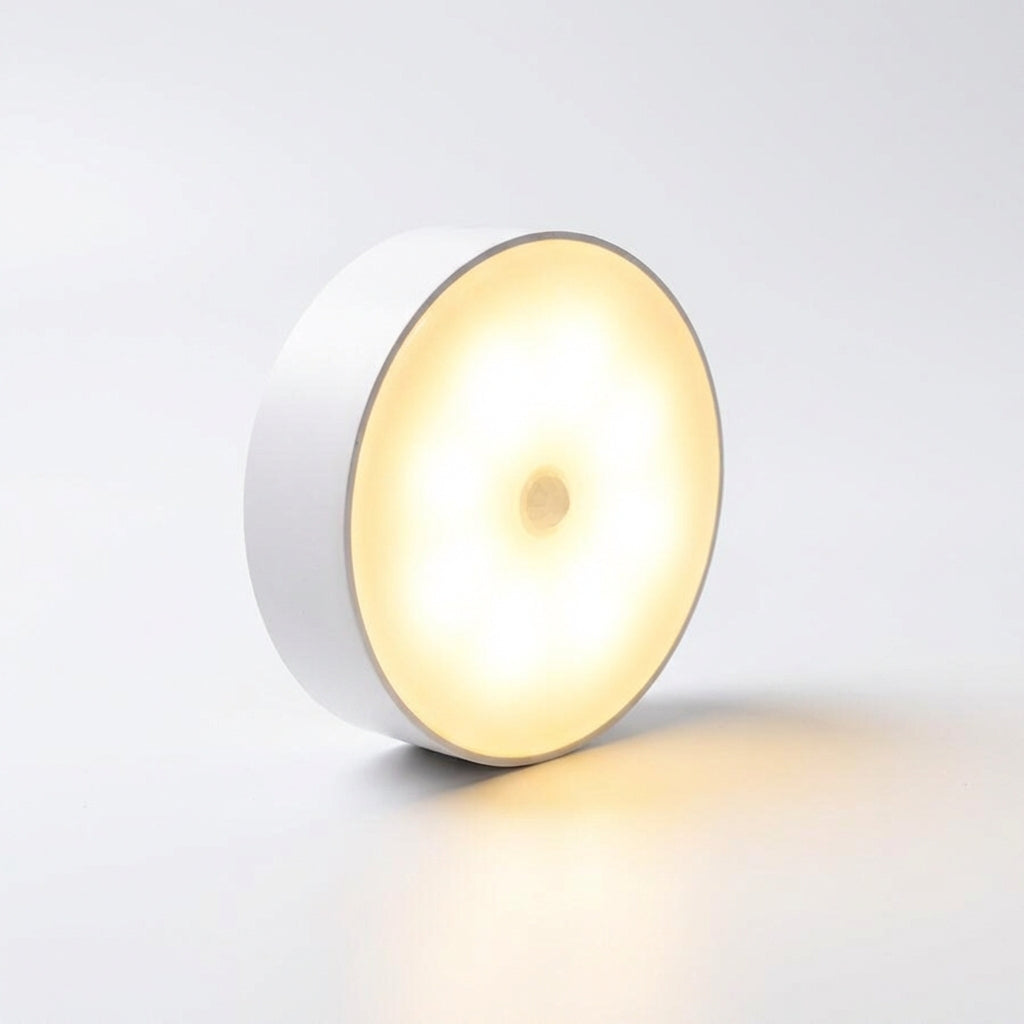 Lampe LED ronde blanche avec détecteur de mouvement, luminosité réglable, ABS, montage sans fil