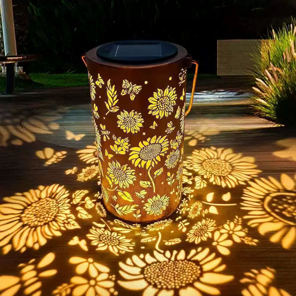 Lampe solaire à motif floral