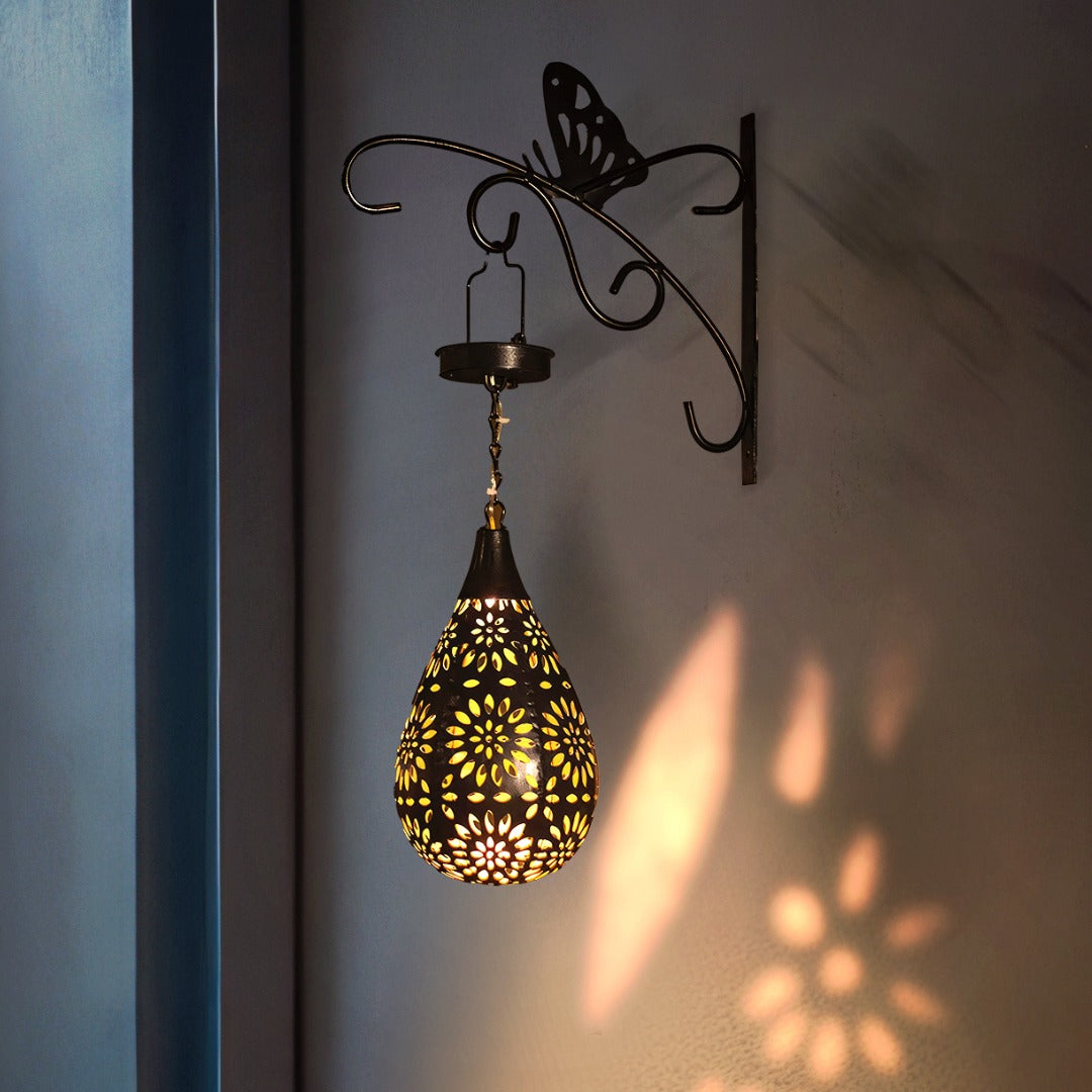 Lampe solaire d'ambiance en forme de goutte d'eau en acier inoxydable