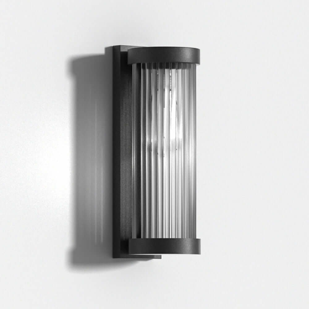Lampe solaire d'extérieur cylindrique en métal et verre