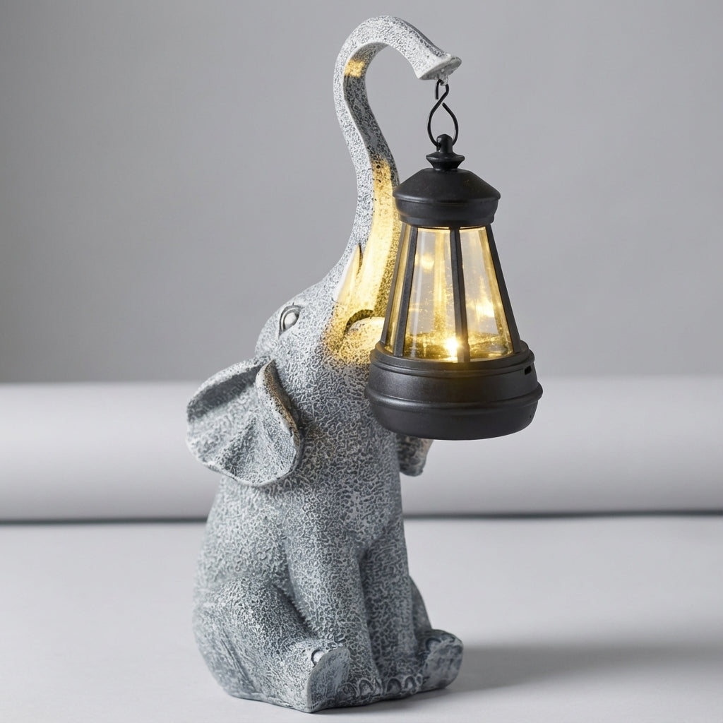 Lampe solaire de jardin en forme d'éléphant avec éclairage LED d'ambiance automatique