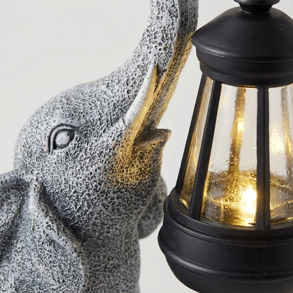 Lampe solaire de jardin en forme d'éléphant avec éclairage LED d'ambiance automatique