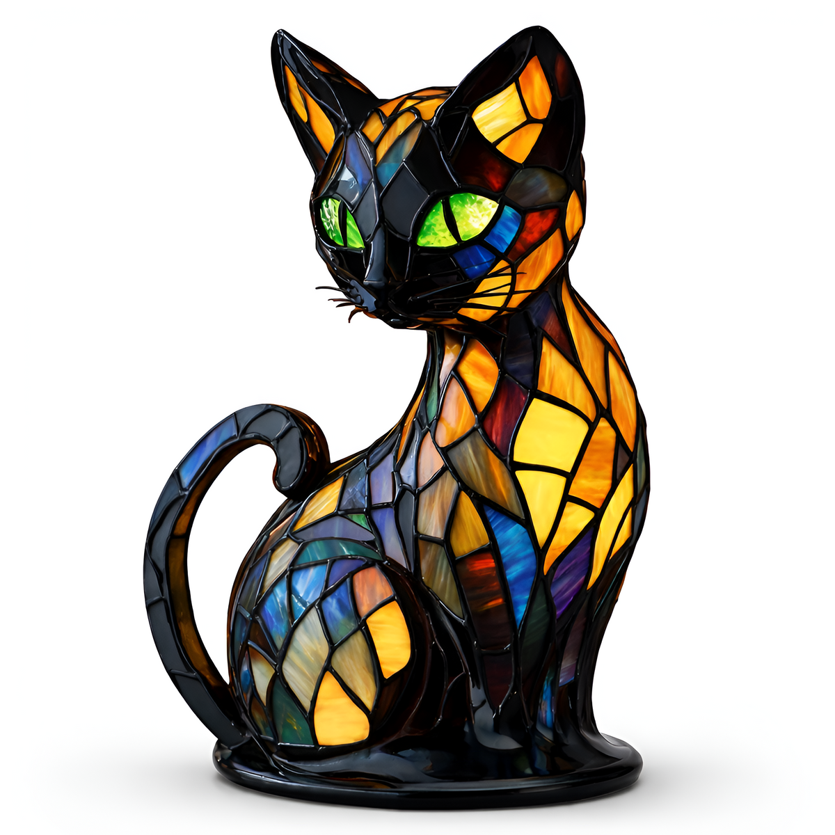 Lampe vitrail en forme de chat
