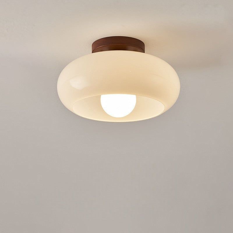 LED Ceiling Lamp Bauhaus Cream with Glass Shade for Living Room and Bedroom - Modern Design, Soft Light