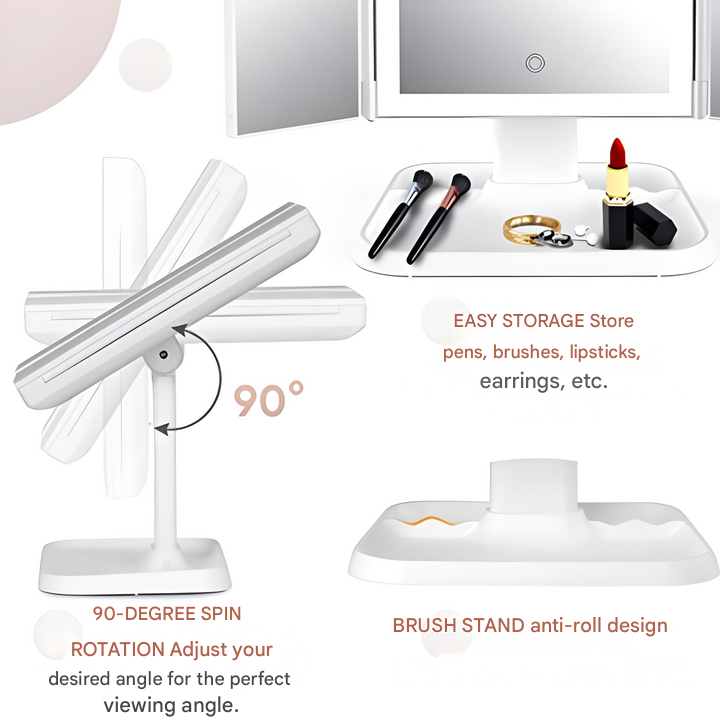 LED Makeup Mirror with Triple Lighting - Clara