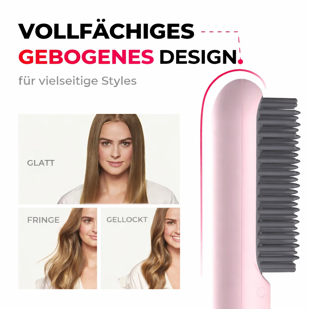 Lisseur sans fil | Brosse lissante | Coiffage rapide et cheveux brillants