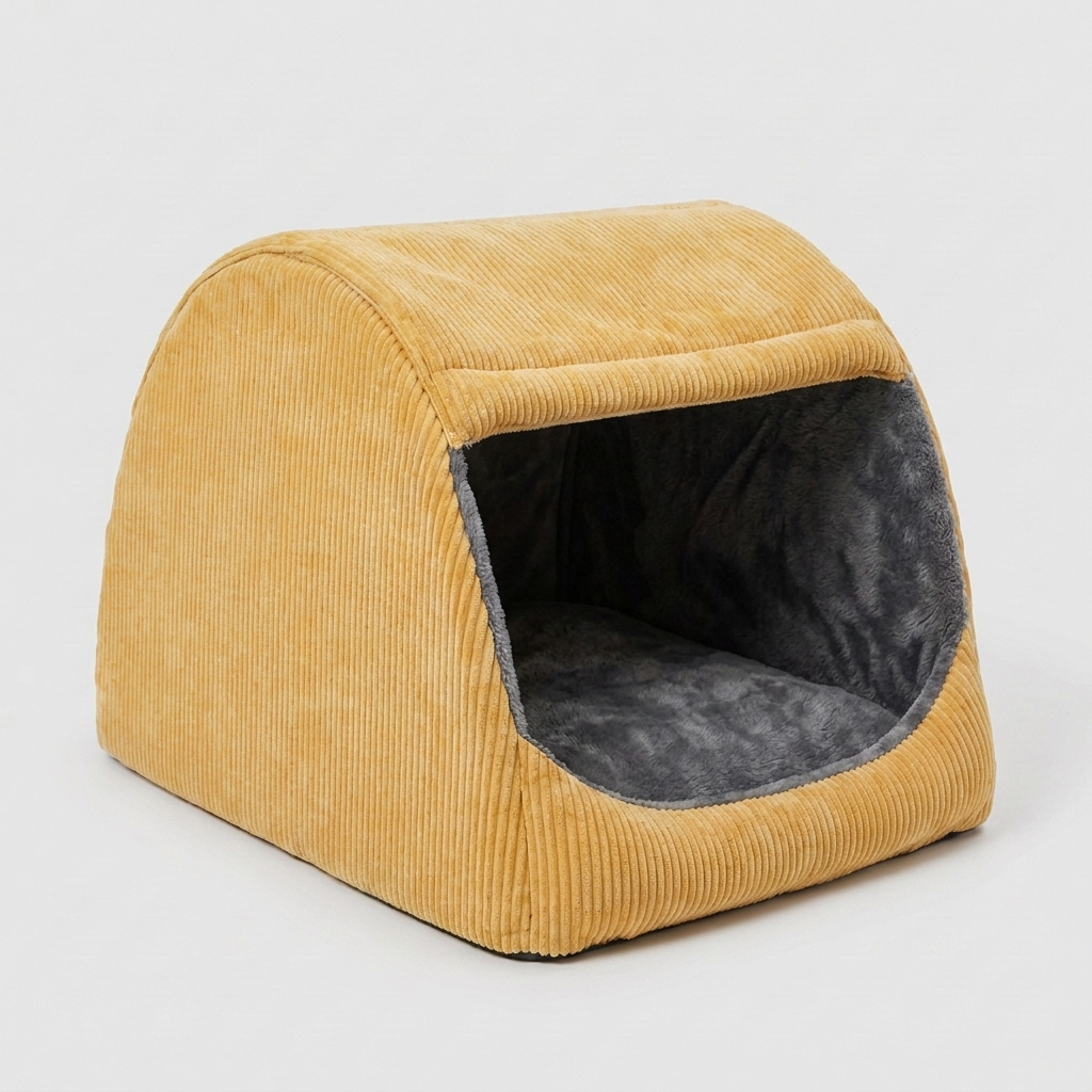 Lit tipi en flanelle chaude semi-ouvert pour grands chiens avec parties amovibles