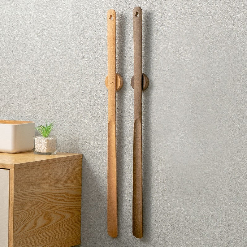 Long Handle Magnetic Shoe Horn in Wood (Includes Holder)