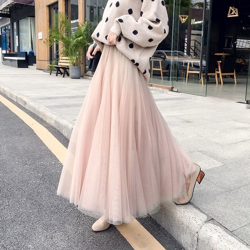 Long Skirt in Autumn Tulle