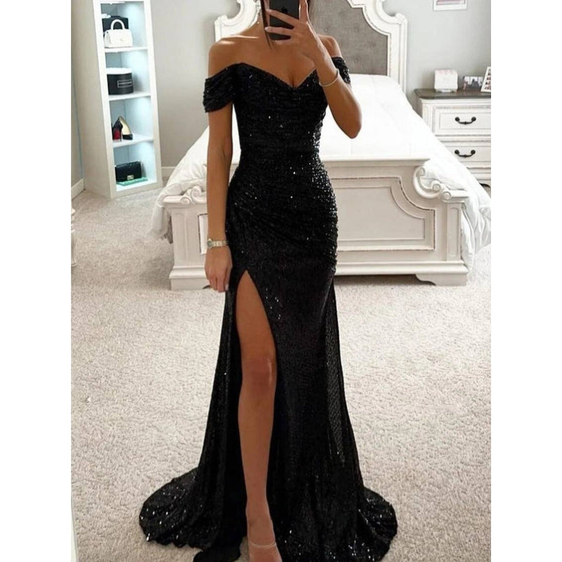 Long Strapless Dress for Women with Side Slit