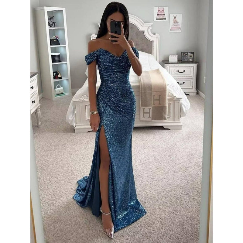 Long Strapless Dress for Women with Side Slit