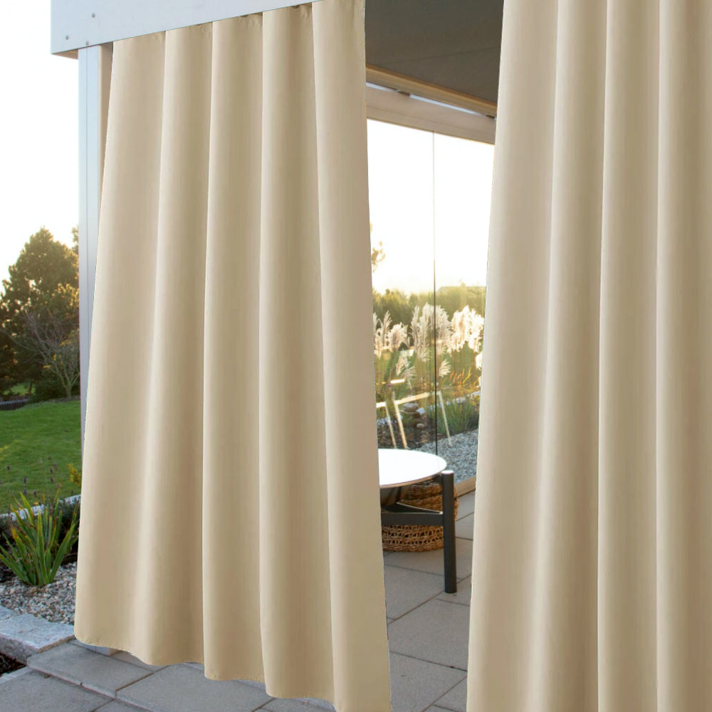Lot de 2 rideaux d'extérieur imperméables pour terrasse avec œillets, coupe-vent et brise-vue