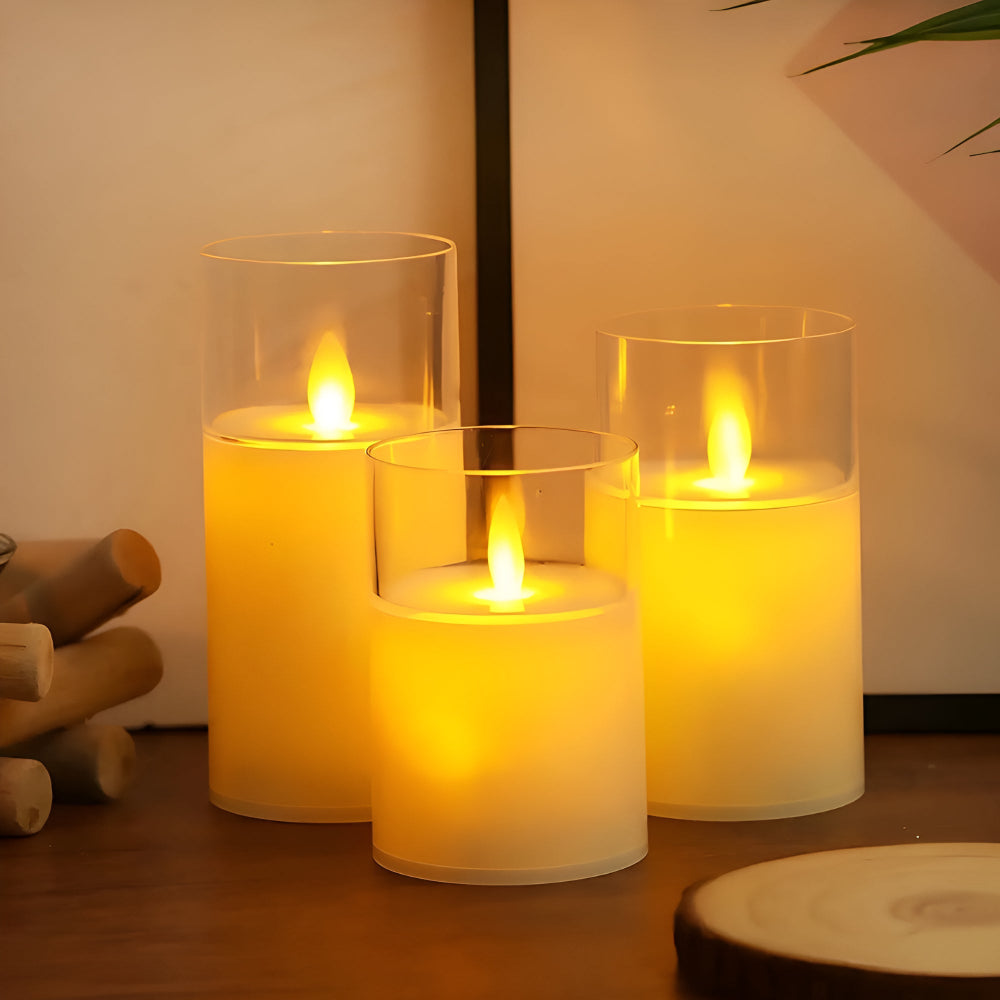 Lot de 3 bougies LED sans flamme 3D