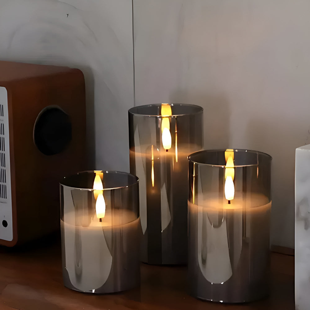 Lot de 3 bougies LED sans flamme 3D