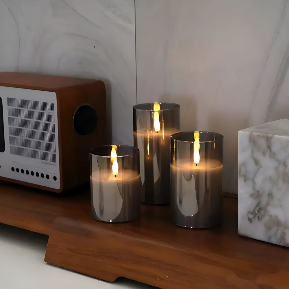 Lot de 3 bougies LED sans flamme 3D