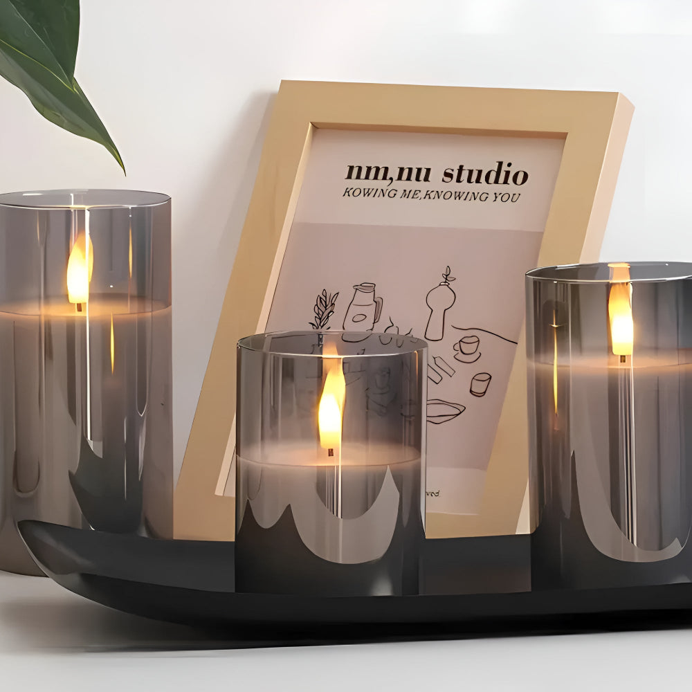 Lot de 3 bougies LED sans flamme 3D