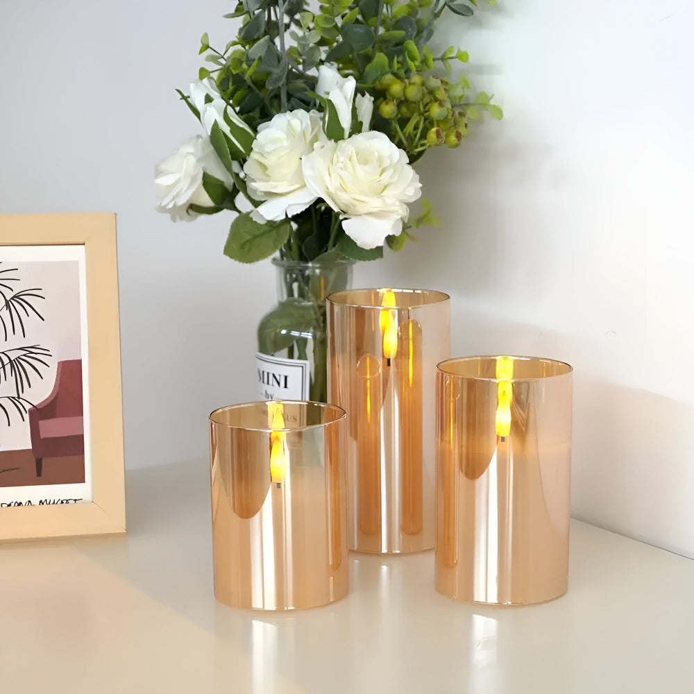 Lot de 3 bougies LED sans flamme 3D