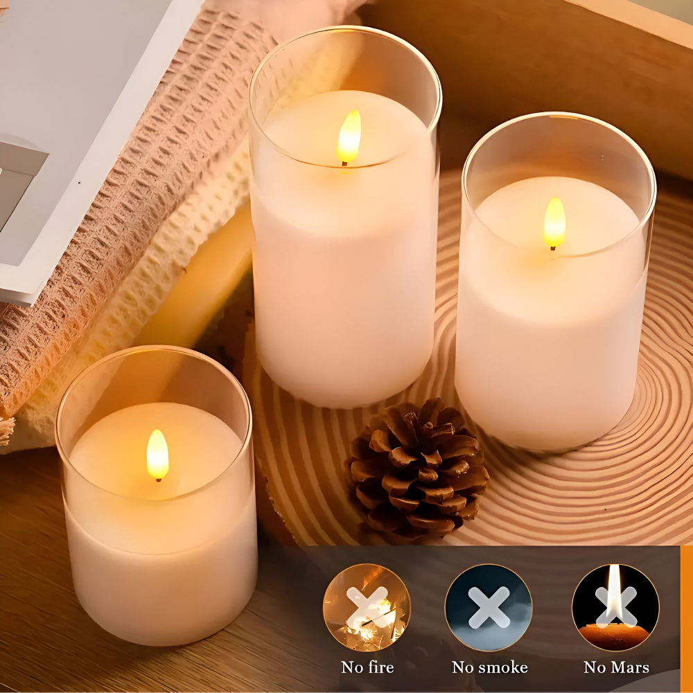 Lot de 3 bougies LED sans flamme 3D