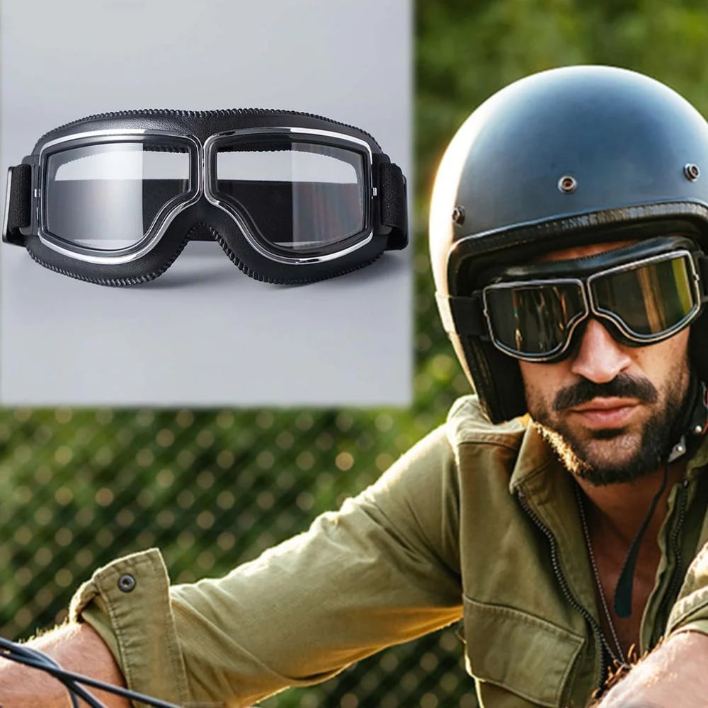 Lunettes de moto rétro | Protection UV | Résistantes aux impacts et ajustables