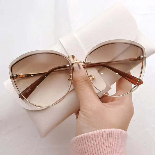 Lunettes de soleil femme, monture oeil de chat sans monture UV400