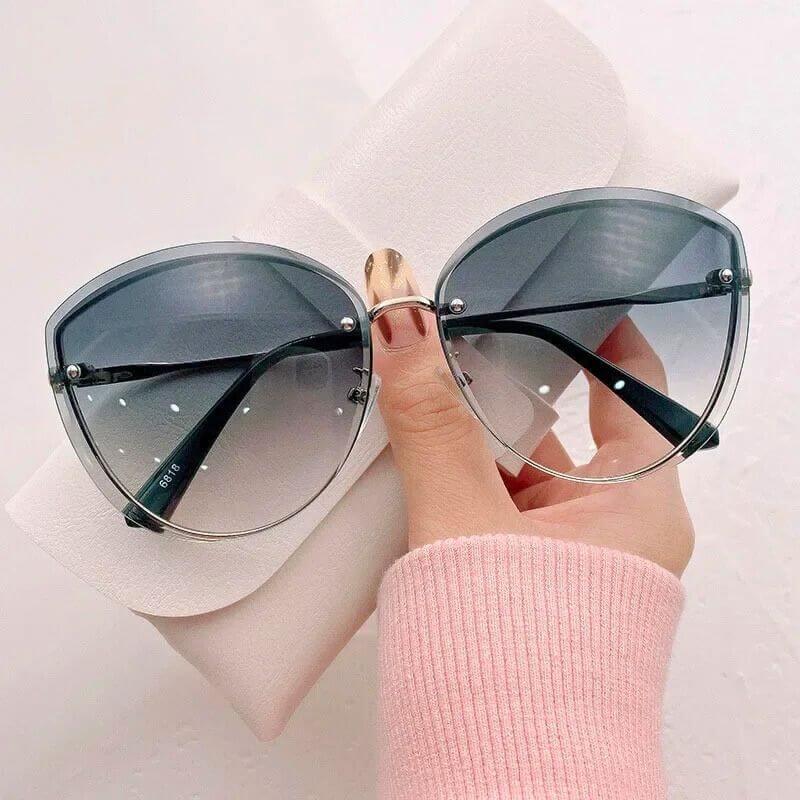 Lunettes de soleil femme, monture oeil de chat sans monture UV400