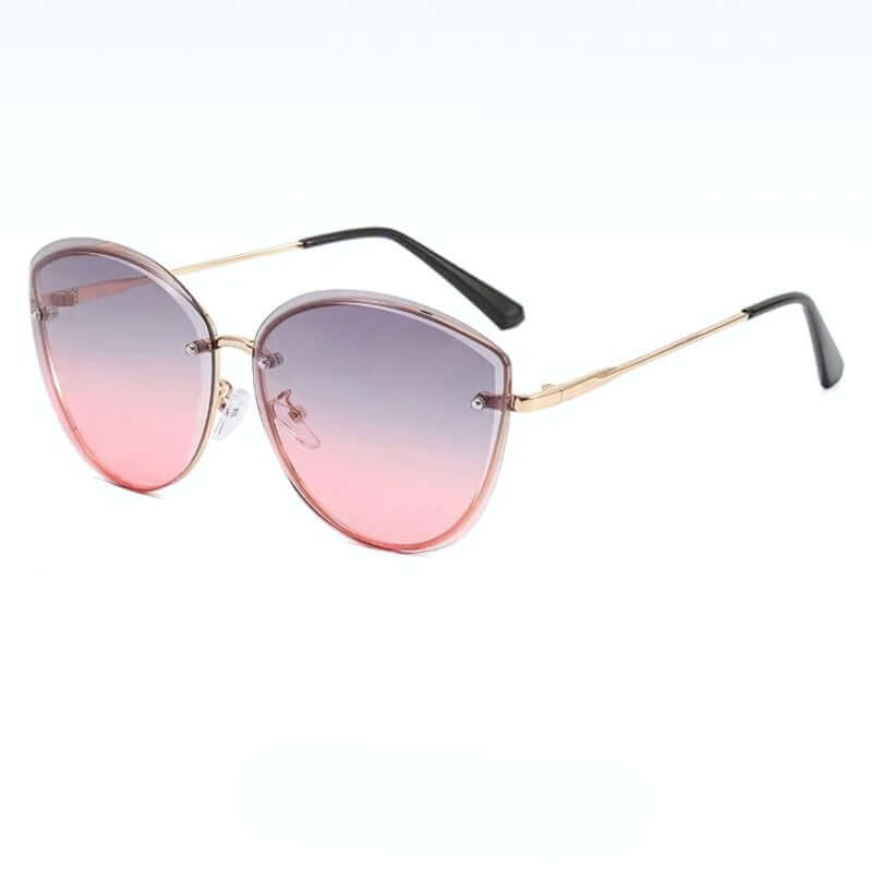 Lunettes de soleil femme, monture oeil de chat sans monture UV400