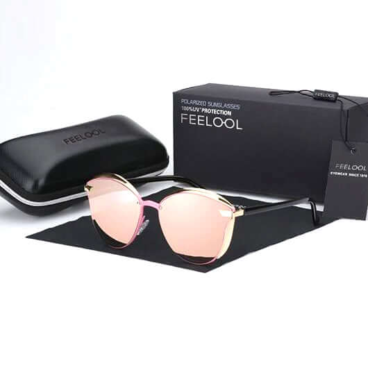 Lunettes de soleil œil-de-chat polarisées avec protection UV400 pour femme