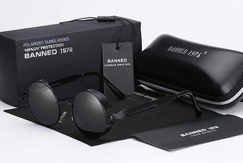 Lunettes de soleil rondes rétro steampunk à verres polarisants