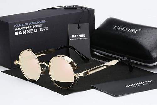 Lunettes de soleil rondes rétro steampunk à verres polarisants