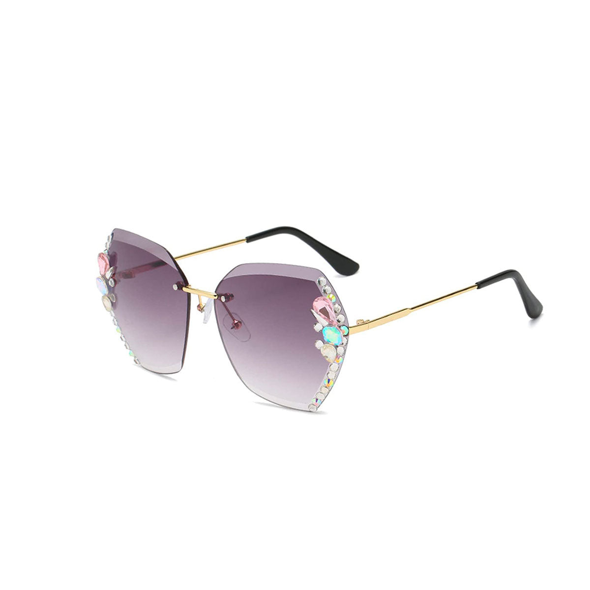Lunettes de soleil sans monture ornées de strass