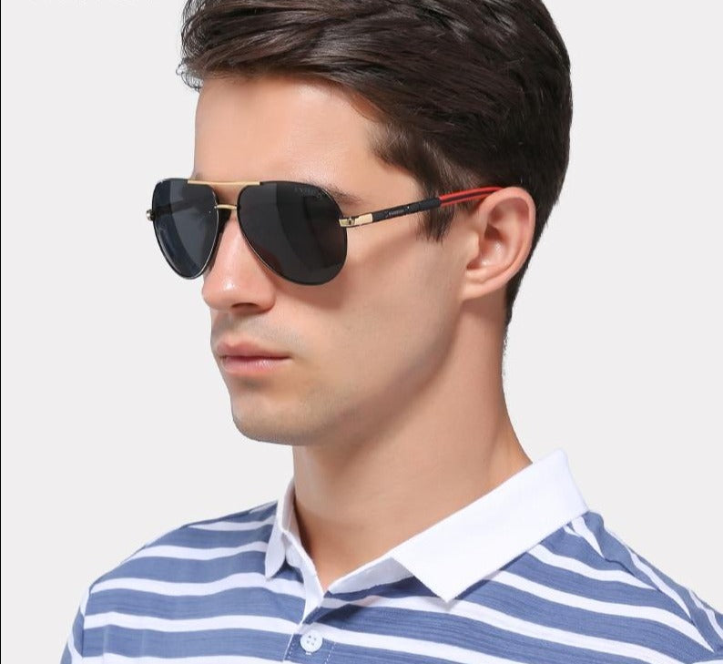 Lunettes de soleil vintage pour homme en aluminium avec verres polarisants
