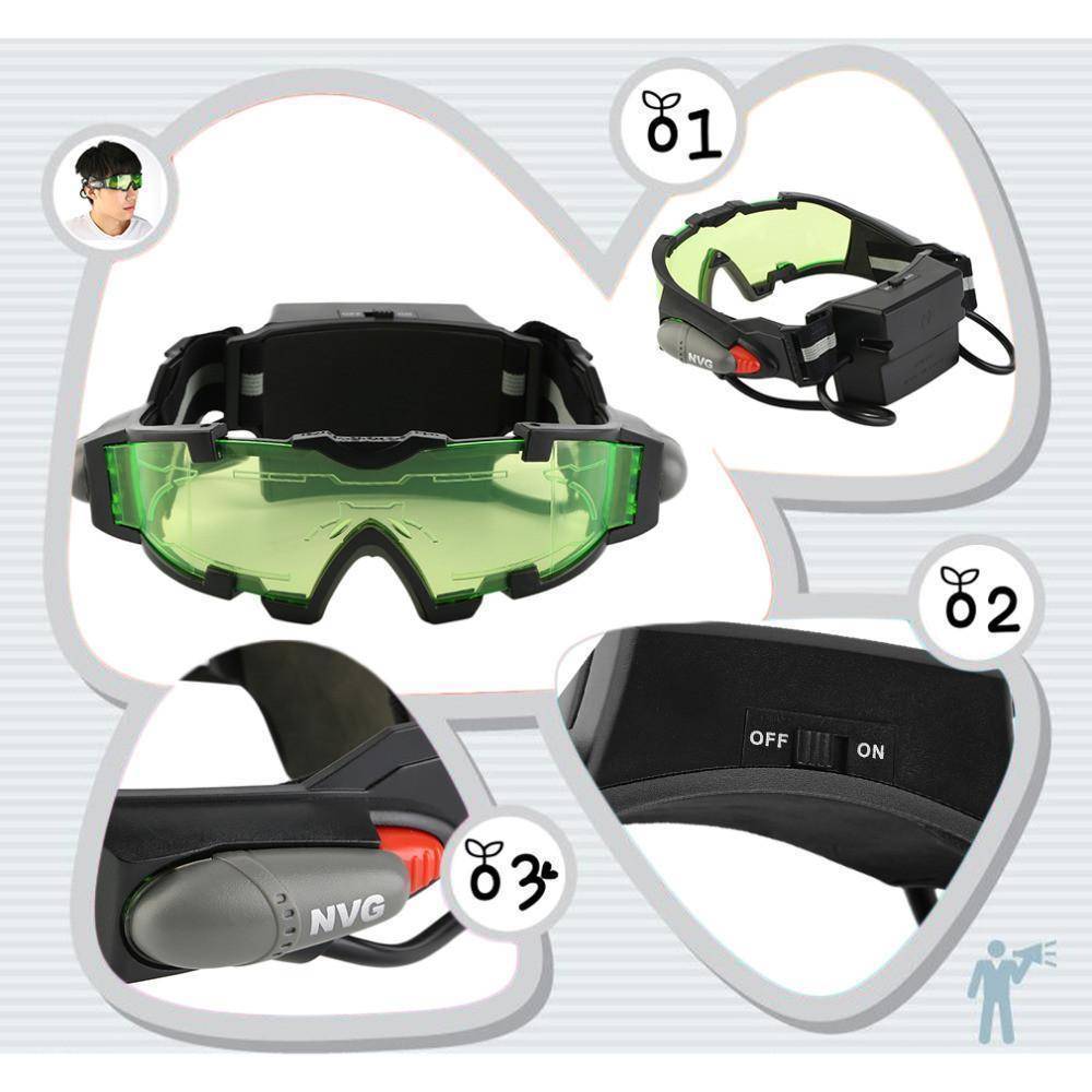 Lunettes de vision nocturne ajustables avec lampes escamotables