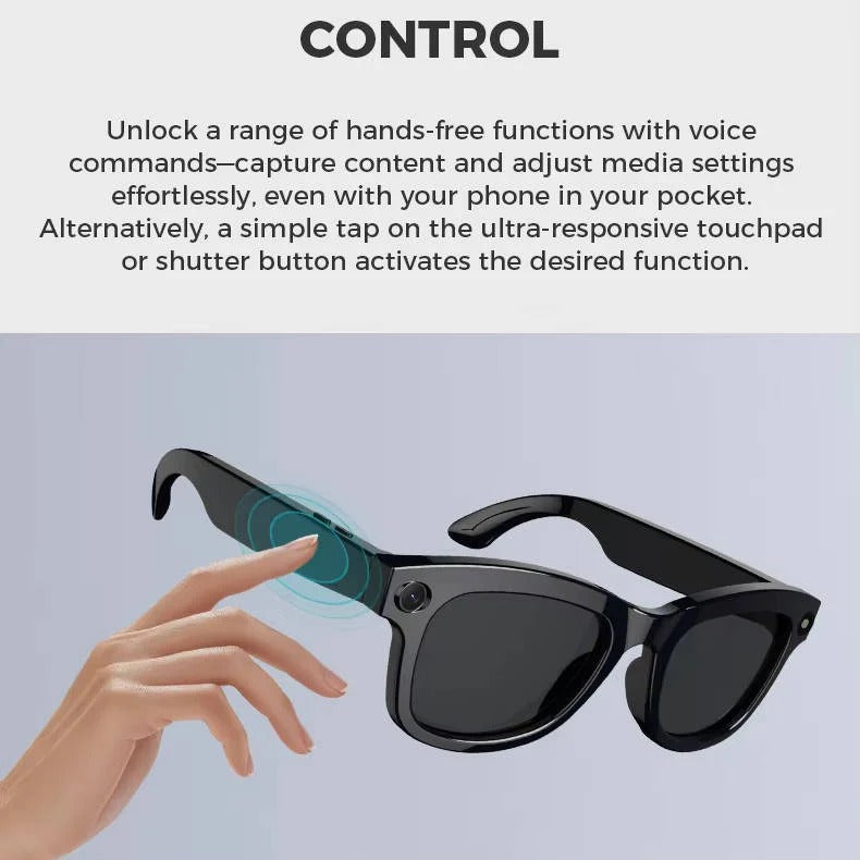 Lunettes intelligentes avec caméra vidéo intégrée et audio Bluetooth