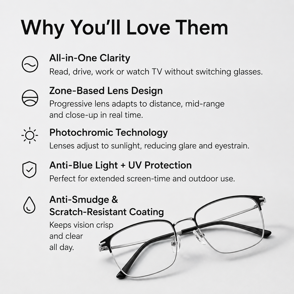 Lunettes progressives intelligentes à technologie allemande