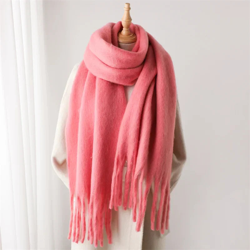 Luxury Ladies' Cashmere Scarf with Large Tassels for Style and Comfort in Winter