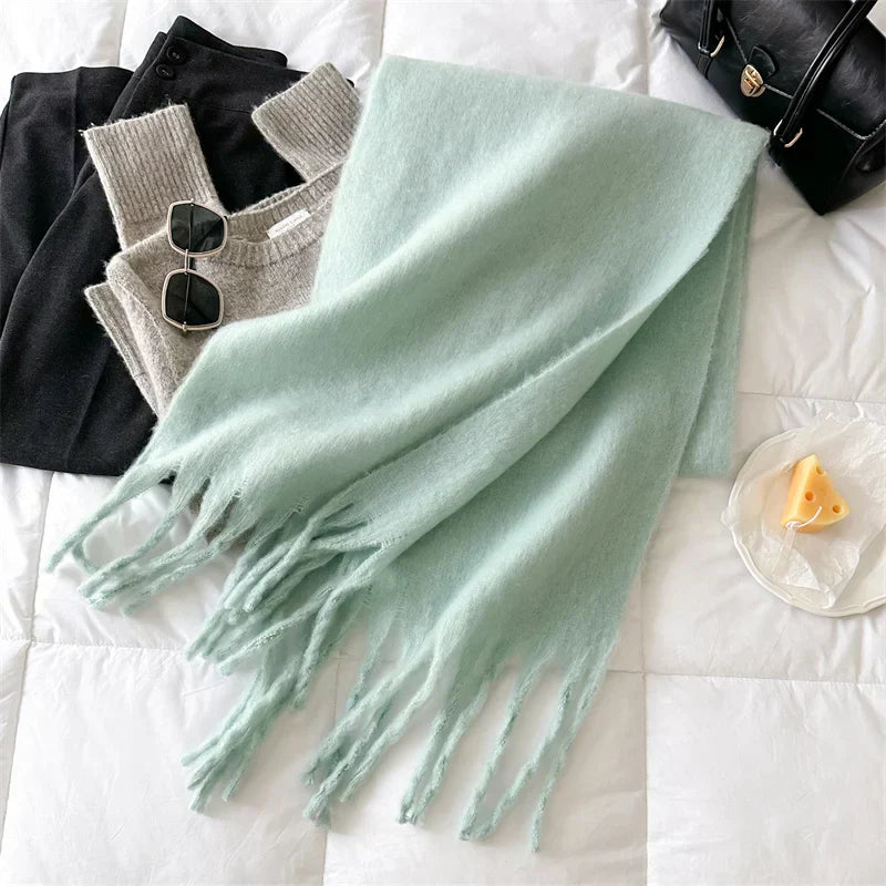 Luxury Ladies' Cashmere Scarf with Large Tassels for Style and Comfort in Winter
