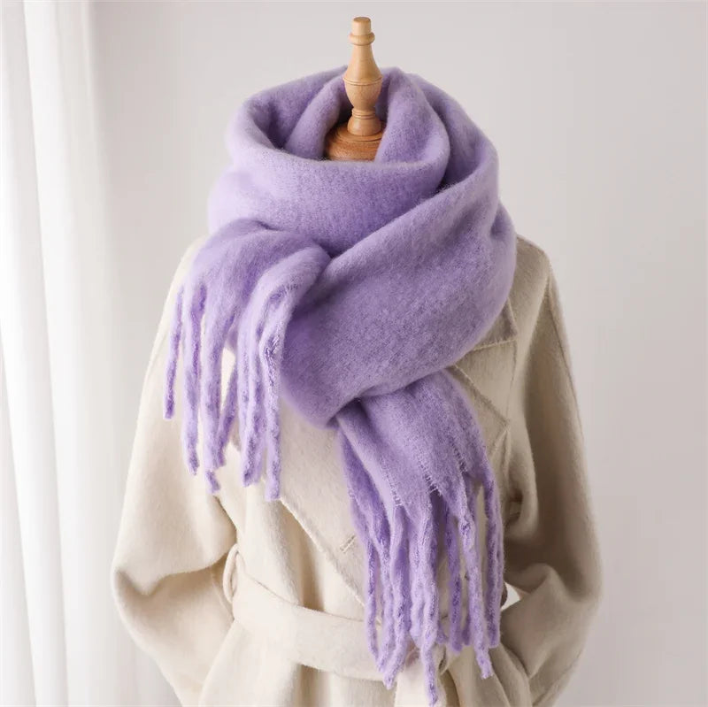 Luxury Ladies' Cashmere Scarf with Large Tassels for Style and Comfort in Winter