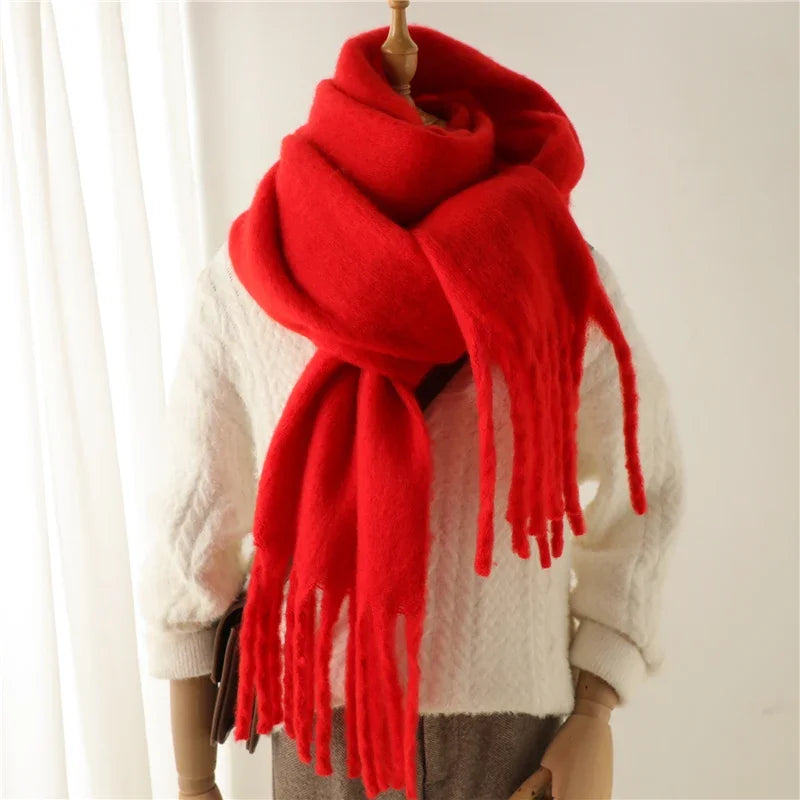 Luxury Ladies' Cashmere Scarf with Large Tassels for Style and Comfort in Winter