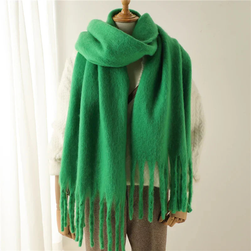 Luxury Ladies' Cashmere Scarf with Large Tassels for Style and Comfort in Winter