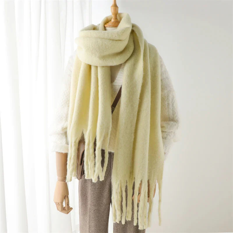 Luxury Ladies' Cashmere Scarf with Large Tassels for Style and Comfort in Winter
