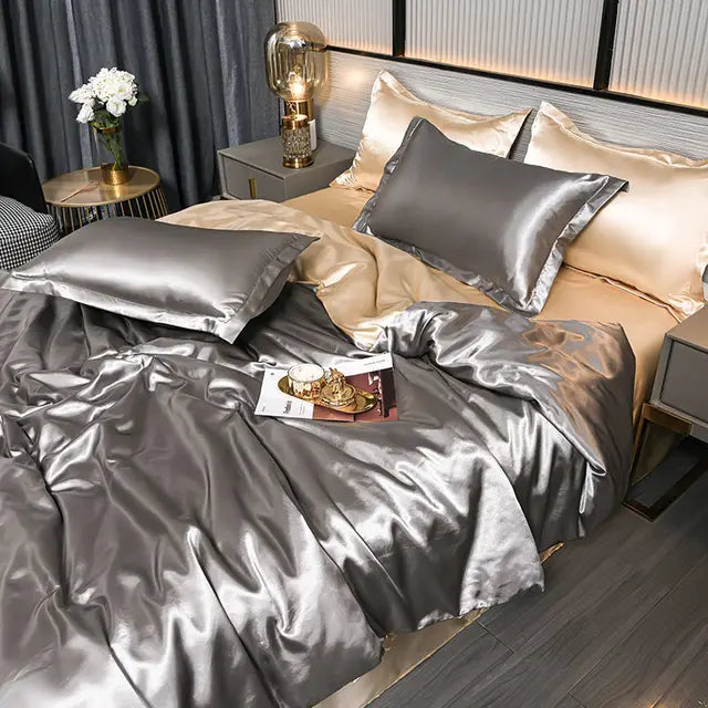 Luxury Plain Satin Duvet Cover - SilkSerenity