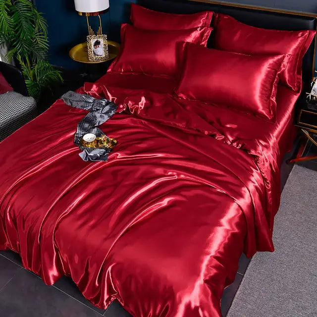 Luxury Plain Satin Duvet Cover - SilkSerenity
