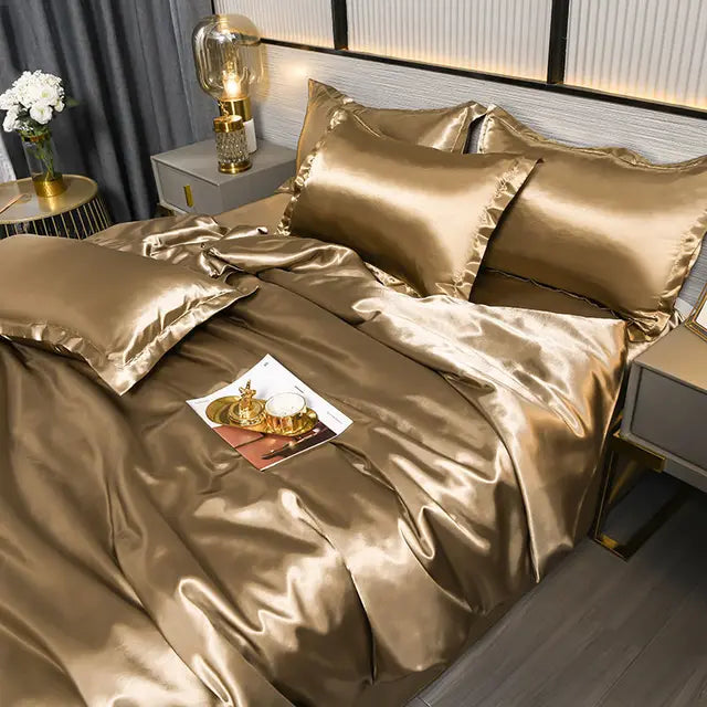 Luxury Plain Satin Duvet Cover - SilkSerenity