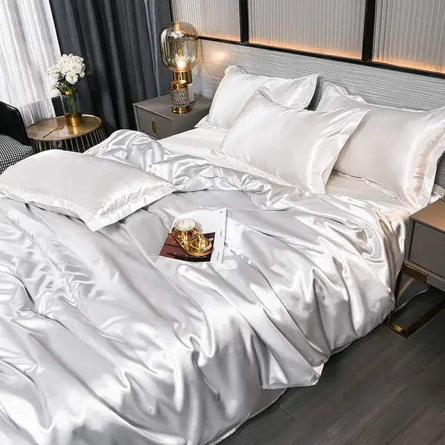 Luxury Plain Satin Duvet Cover - SilkSerenity