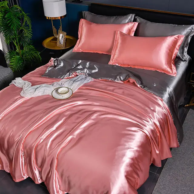 Luxury Plain Satin Duvet Cover - SilkSerenity