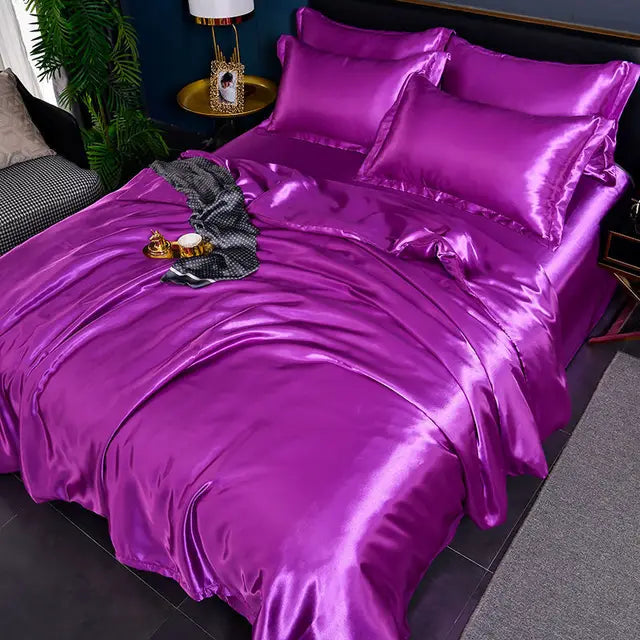 Luxury Plain Satin Duvet Cover - SilkSerenity
