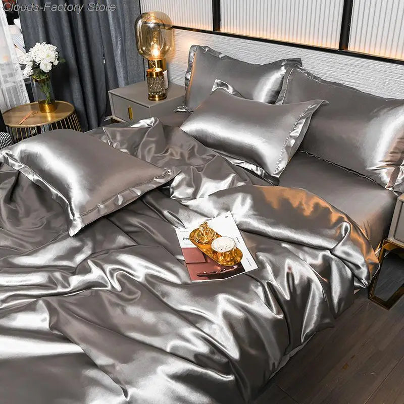 Luxury Plain Satin Duvet Cover - SilkSerenity
