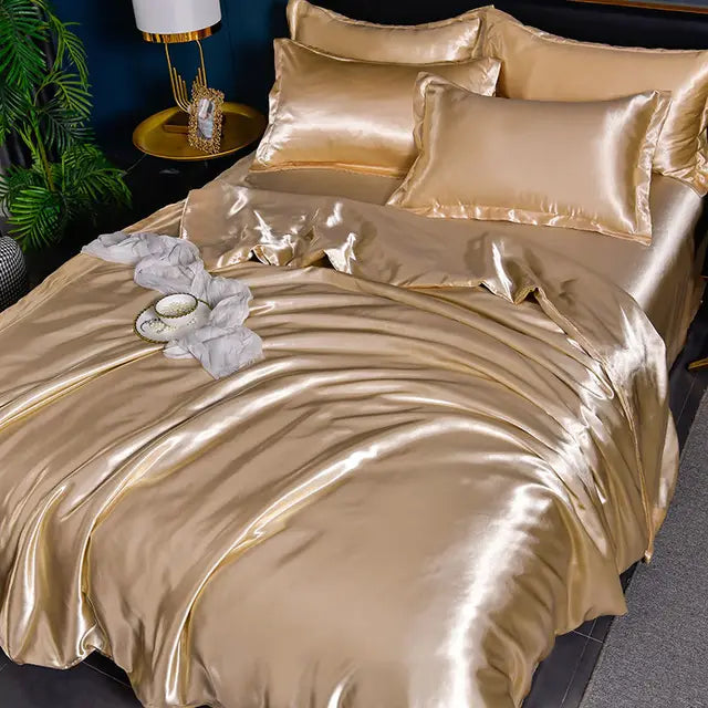 Luxury Plain Satin Duvet Cover - SilkSerenity