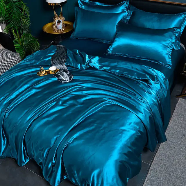 Luxury Plain Satin Duvet Cover - SilkSerenity