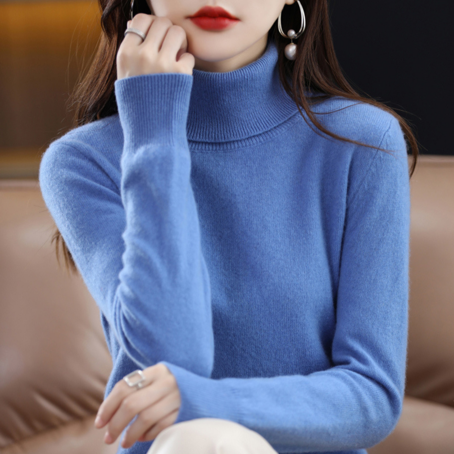 Luxury Women's Cashmere Winter Turtleneck Jumper - Elena